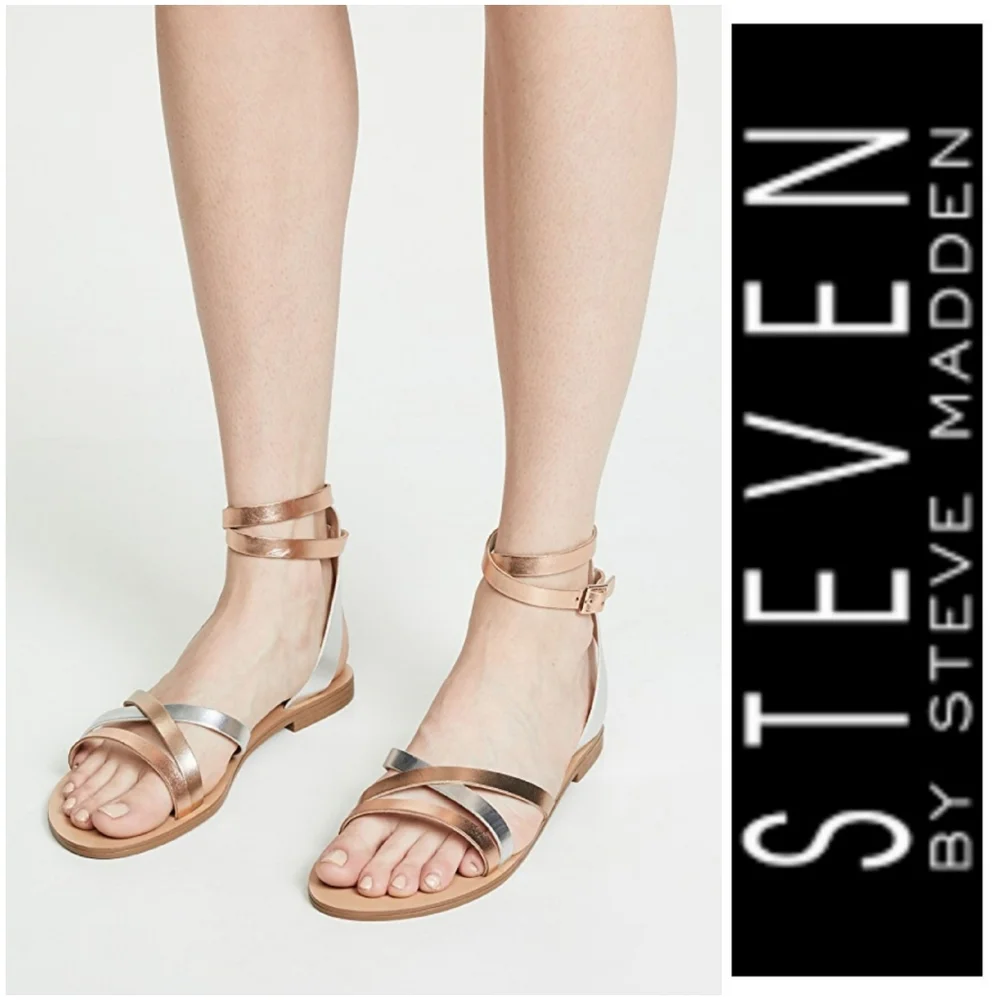 Pretty Steven Steve Madden Metallic Leather Sandal - Picture 1 of 8